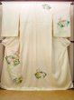 Photo1: N1126T Used Japanese kimono  Shiny Ivory HOUMONGI formal for women / Silk. SAKURA cherry blossom,   (Grade C) (1)