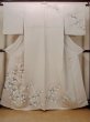 Photo1: N1126V Used Japanese kimono  Pale Gray HOUMONGI formal for women / Silk. Camellia,   (Grade B) (1)