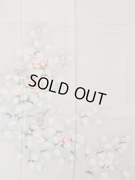 Photo4: N1126V Used Japanese kimono  Pale Gray HOUMONGI formal for women / Silk. Camellia,   (Grade B) (4)