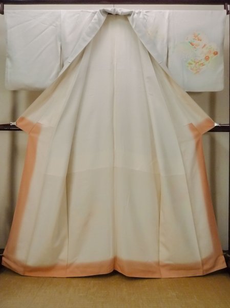 Photo3: N1126W Used Japanese kimono  Pale Light Blue HOUMONGI formal for women / Silk. SAKURA cherry blossom,   (Grade C) (3)