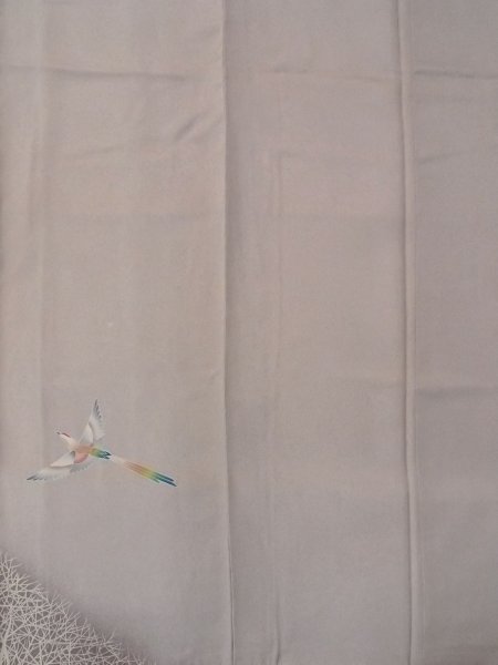 Photo5: N1126X Used Japanese kimono  Pale Purple HOUMONGI formal for women / Silk. Bird,   (Grade B) (5)
