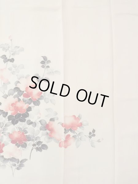 Photo5: N1127A Used Japanese kimono   Ivory HOUMONGI formal for women / Silk. Flower,   (Grade C) (5)