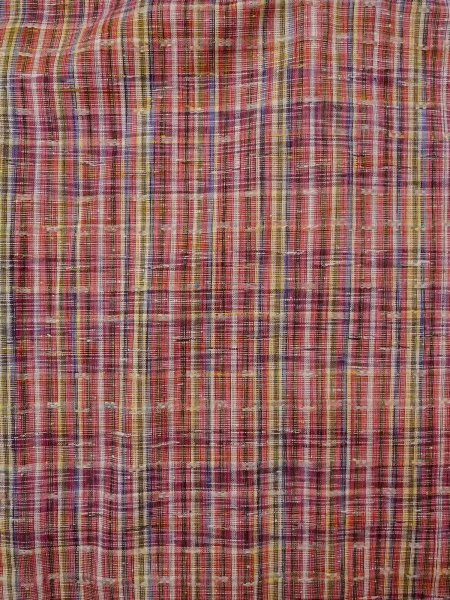 Photo3: N1210A Vintage Japanese kimono   Multi Color HITOE unlined for women / Wool. Plaid Checks   (Grade D) (3)