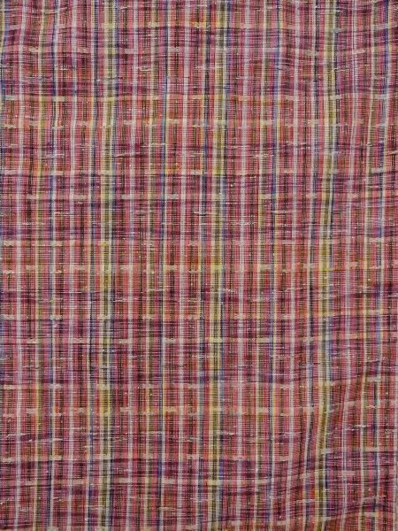 Photo4: N1210A Vintage Japanese kimono   Multi Color HITOE unlined for women / Wool. Plaid Checks   (Grade D) (4)