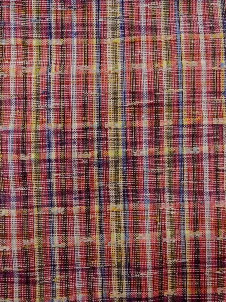 Photo5: N1210A Vintage Japanese kimono   Multi Color HITOE unlined for women / Wool. Plaid Checks   (Grade D) (5)