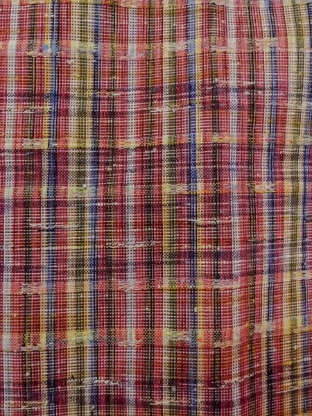 Photo6: N1210A Vintage Japanese kimono   Multi Color HITOE unlined for women / Wool. Plaid Checks   (Grade D) (6)