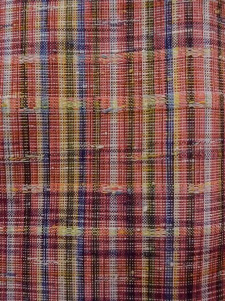 Photo7: N1210A Vintage Japanese kimono   Multi Color HITOE unlined for women / Wool. Plaid Checks   (Grade D) (7)