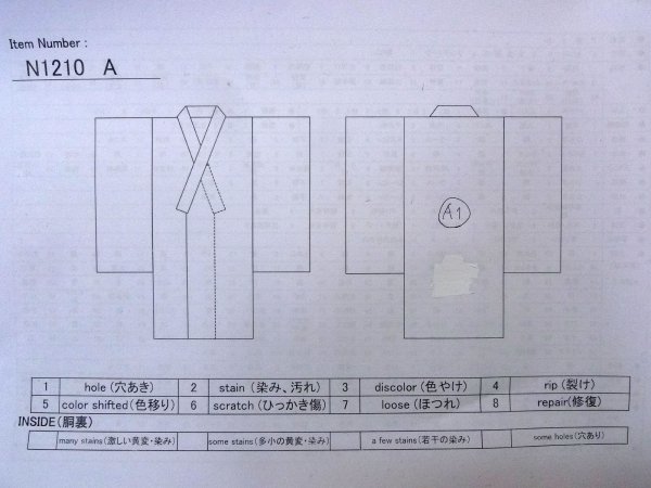 Photo13: N1210A Vintage Japanese kimono   Multi Color HITOE unlined for women / Wool. Plaid Checks   (Grade D) (13)