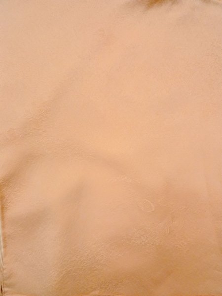 Photo4: N1210D Vintage Japanese kimono  Pale Orange IROMUJI plain colored for women / Silk. Abstract pattern Wooden mallet, mask pattern  (Grade B) (4)