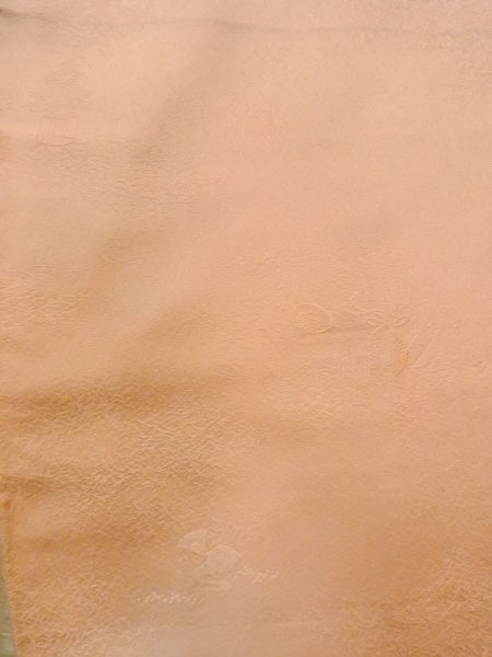 Photo5: N1210D Vintage Japanese kimono  Pale Orange IROMUJI plain colored for women / Silk. Abstract pattern Wooden mallet, mask pattern  (Grade B) (5)