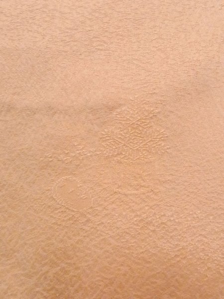 Photo6: N1210D Vintage Japanese kimono  Pale Orange IROMUJI plain colored for women / Silk. Abstract pattern Wooden mallet, mask pattern  (Grade B) (6)