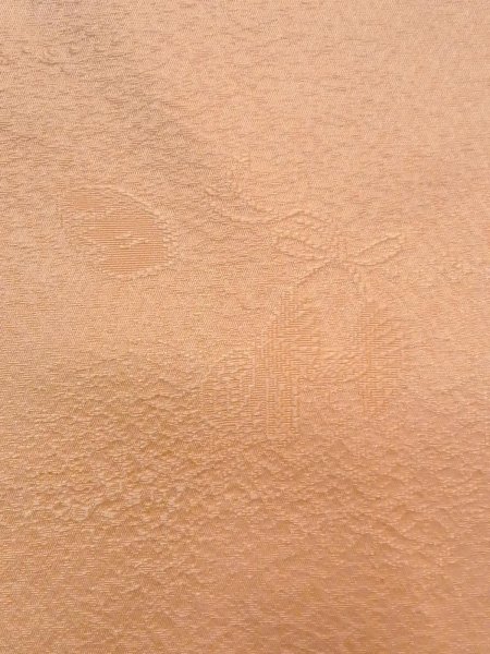 Photo8: N1210D Vintage Japanese kimono  Pale Orange IROMUJI plain colored for women / Silk. Abstract pattern Wooden mallet, mask pattern  (Grade B) (8)