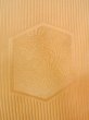 Photo11: N1210E Vintage Japanese kimono  Pale Golden Yellow IROMUJI plain colored for women / Silk.  Stripe, Tortoise-shell pattern(Hexagonal pattern), "Eba-pattern"  (Grade B) (11)