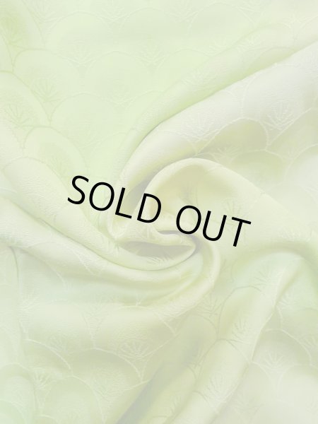 Photo12: N1210F Vintage Japanese kimono  Light Yellowish Green IROMUJI plain colored for women / Silk. Gradation   (Grade C) (12)