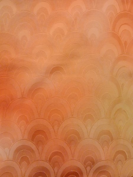 Photo4: N1210G Vintage Japanese kimono  Pale Orange IROMUJI plain colored for women / Silk. Gradation   (Grade B) (4)