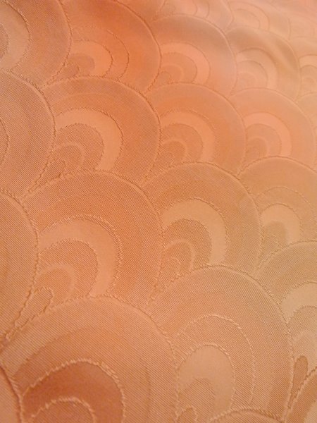 Photo8: N1210G Vintage Japanese kimono  Pale Orange IROMUJI plain colored for women / Silk. Gradation   (Grade B) (8)