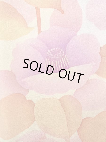 Photo7: N1210K Used Japanese kimono  Light Ivory HOUMONGI formal for women / Silk. Camellia,   (Grade B) (7)