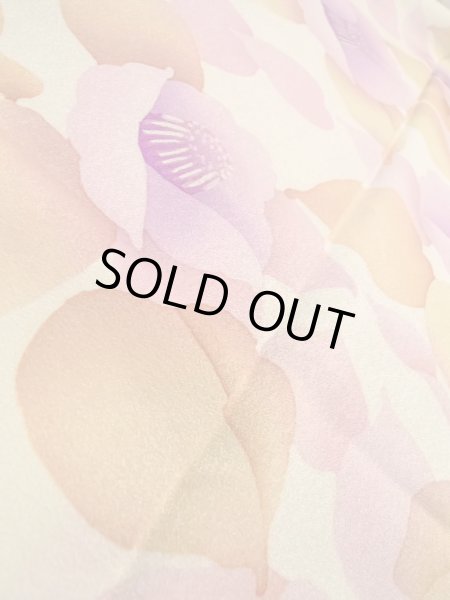 Photo11: N1210K Used Japanese kimono  Light Ivory HOUMONGI formal for women / Silk. Camellia,   (Grade B) (11)