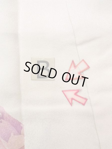 Photo20: N1210K Used Japanese kimono  Light Ivory HOUMONGI formal for women / Silk. Camellia,   (Grade B) (20)