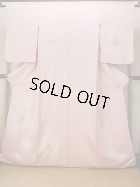 Photo2: N1210L Used Japanese kimono  Pale Pink TSUKESAGE formal for women / Silk. SAKURA cherry blossom, "SAGARA" Embroidery  (Grade B) (2)
