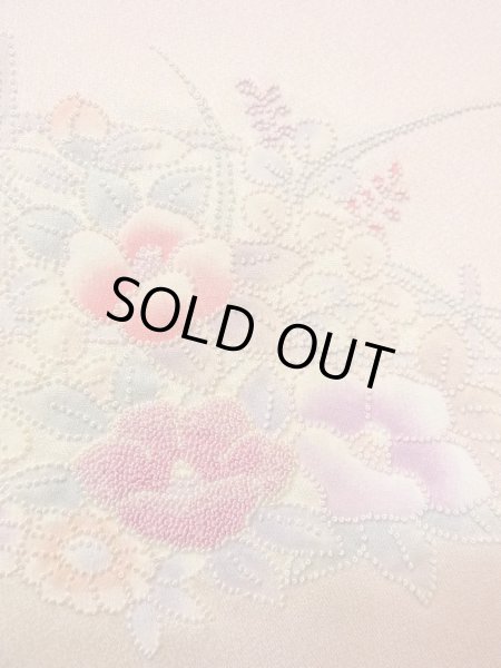 Photo10: N1210L Used Japanese kimono  Pale Pink TSUKESAGE formal for women / Silk. SAKURA cherry blossom, "SAGARA" Embroidery  (Grade B) (10)