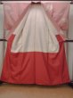 Photo2: N1210P Vintage Japanese kimono  Pale Coral TSUMUGI pongee for women / Silk. Chrysanthemum   (Grade C) (2)