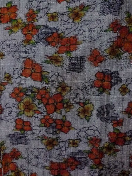 Photo3: Mint N1210Q Vintage Japanese kimono   Gray TSUMUGI pongee for women / Silk. Flower   (Grade A) (3)