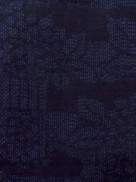 Photo6: Mint N1210R Used Japanese kimono  Dark Indigo Blue TSUMUGI pongee for women / Silk. Flower,   (Grade A) (6)