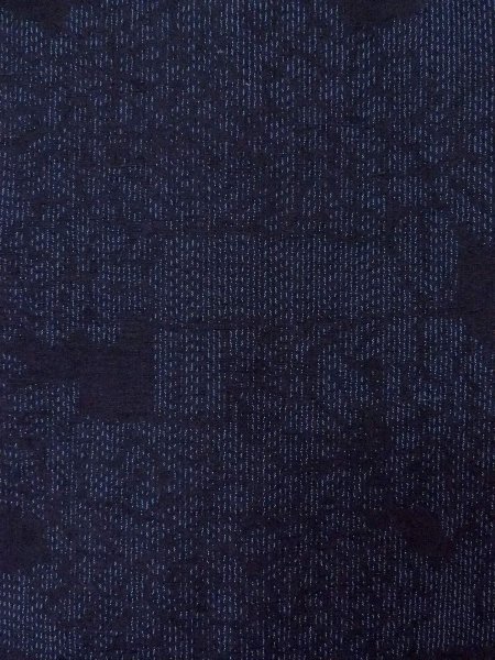 Photo7: Mint N1210R Used Japanese kimono  Dark Indigo Blue TSUMUGI pongee for women / Silk. Flower,   (Grade A) (7)