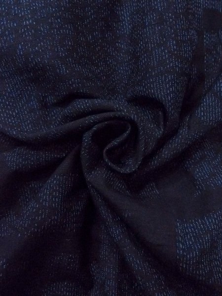 Photo12: Mint N1210R Used Japanese kimono  Dark Indigo Blue TSUMUGI pongee for women / Silk. Flower,   (Grade A) (12)