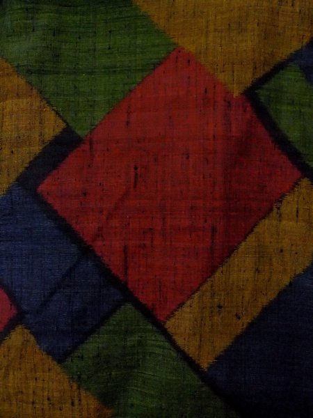 Photo3: Mint N1210T Used Japanese kimono  Dark Multi Color TSUMUGI pongee for women / Silk. Quadrangle,   (Grade A) (3)