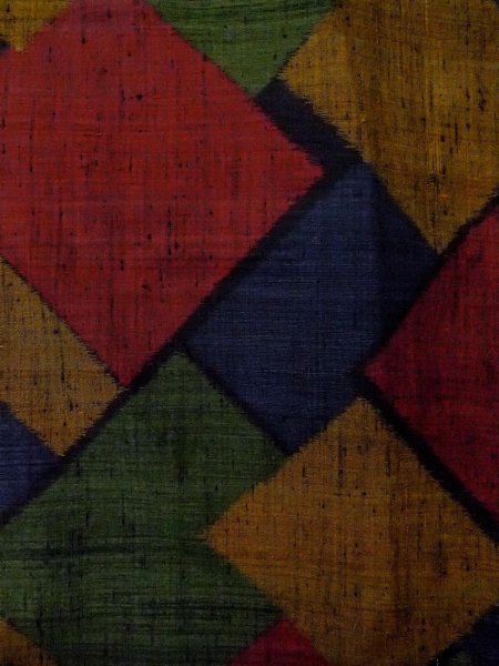 Photo4: Mint N1210T Used Japanese kimono  Dark Multi Color TSUMUGI pongee for women / Silk. Quadrangle,   (Grade A) (4)