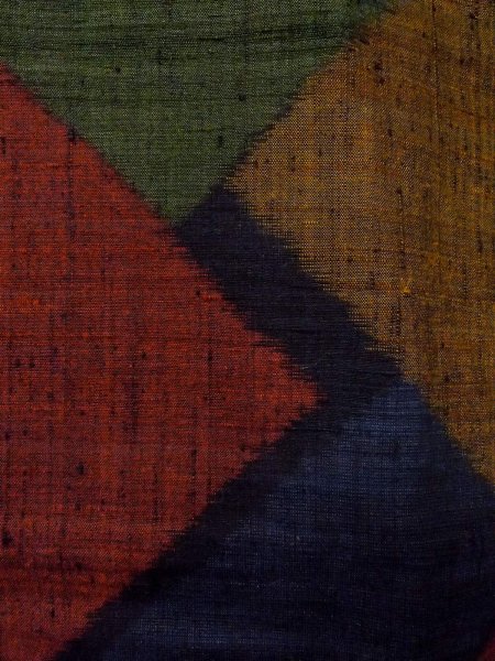 Photo5: Mint N1210T Used Japanese kimono  Dark Multi Color TSUMUGI pongee for women / Silk. Quadrangle,   (Grade A) (5)