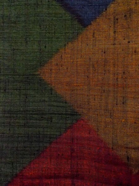 Photo6: Mint N1210T Used Japanese kimono  Dark Multi Color TSUMUGI pongee for women / Silk. Quadrangle,   (Grade A) (6)