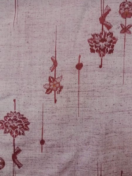 Photo3: Mint N1210U Used Japanese kimono  Grayish Dark Red TSUMUGI pongee for women / Silk.  Hair pin pattern  (Grade A) (3)