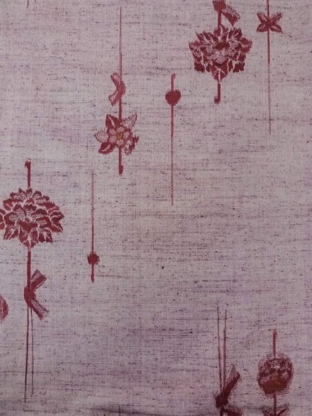 Photo4: Mint N1210U Used Japanese kimono  Grayish Dark Red TSUMUGI pongee for women / Silk.  Hair pin pattern  (Grade A) (4)