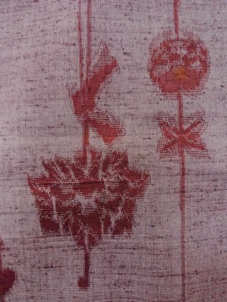 Photo5: Mint N1210U Used Japanese kimono  Grayish Dark Red TSUMUGI pongee for women / Silk.  Hair pin pattern  (Grade A) (5)