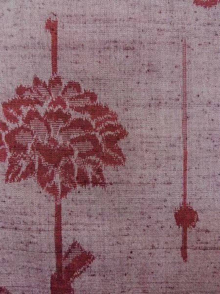 Photo7: Mint N1210U Used Japanese kimono  Grayish Dark Red TSUMUGI pongee for women / Silk.  Hair pin pattern  (Grade A) (7)