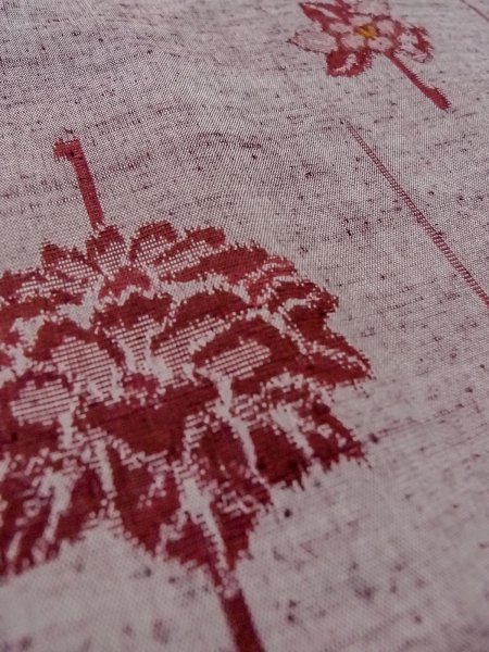 Photo10: Mint N1210U Used Japanese kimono  Grayish Dark Red TSUMUGI pongee for women / Silk.  Hair pin pattern  (Grade A) (10)