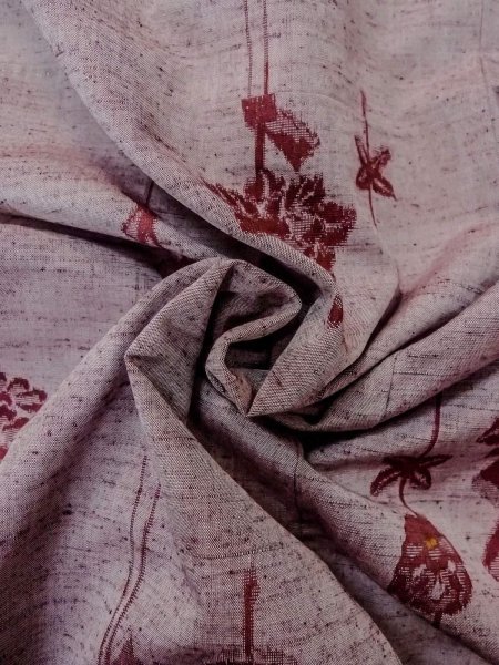 Photo11: Mint N1210U Used Japanese kimono  Grayish Dark Red TSUMUGI pongee for women / Silk.  Hair pin pattern  (Grade A) (11)