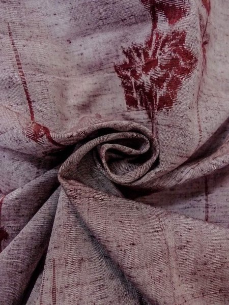 Photo12: Mint N1210U Used Japanese kimono  Grayish Dark Red TSUMUGI pongee for women / Silk.  Hair pin pattern  (Grade A) (12)