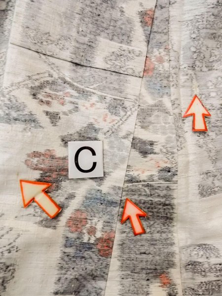 Photo16: N1210V Used Japanese kimono   Ivory TSUMUGI pongee for women / Silk. Flower,   (Grade C) (16)