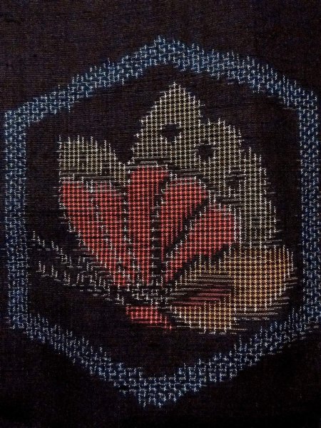 Photo5: N1210X Used Japanese kimono   Black TSUMUGI pongee for women / Silk. Butterfly,   (Grade B) (5)