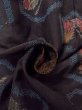 Photo11: N1210X Used Japanese kimono   Black TSUMUGI pongee for women / Silk. Butterfly,   (Grade B) (11)