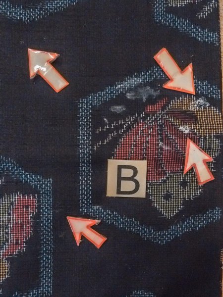 Photo15: N1210X Used Japanese kimono   Black TSUMUGI pongee for women / Silk. Butterfly,   (Grade B) (15)