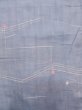 Photo4: N1210Y Used Japanese kimono Pale Grayish Light Blue TSUMUGI pongee for women / Silk. Geometrical pattern   (Grade B) (4)