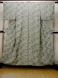 Photo1: N1210Z Used Japanese kimono Pale Grayish Green EDO KOMON pattern dyed for women / Silk. Flower,   (Grade B) (1)