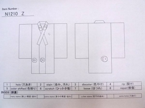 Photo14: N1210Z Used Japanese kimono Pale Grayish Green EDO KOMON pattern dyed for women / Silk. Flower,   (Grade B) (14)