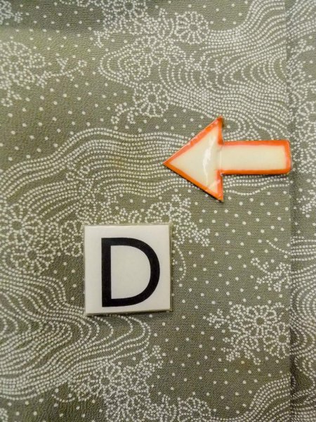 Photo18: N1210Z Used Japanese kimono Pale Grayish Green EDO KOMON pattern dyed for women / Silk. Flower,   (Grade B) (18)