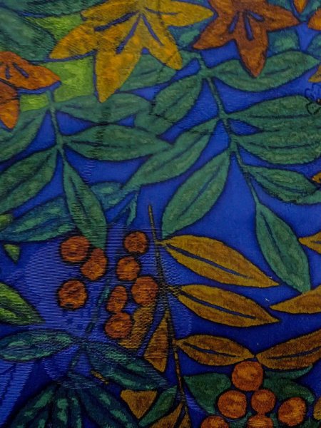 Photo6: N1211A Used Japanese kimono  Dark Navy Blue KOMON dyed for women / Silk. UME plum bloom,   (Grade B) (6)